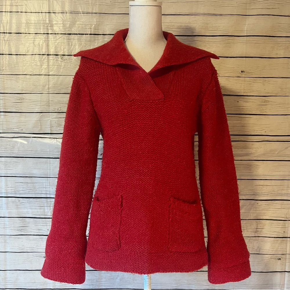 Mistral Vintage Women's Chunky Knit Large Sweater in Red